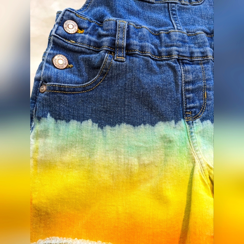 Jordache Girl's Denim Dip Dye Overall Shortalls - Picture 3 of 12